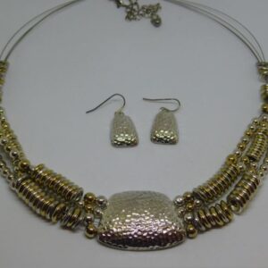 Tri-Color Wire Necklace and Earring Set